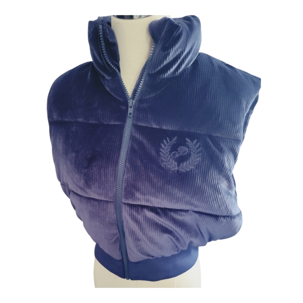 NWOT Victoria Secret PINK Full Zipper  Puffer Vest Blue Small